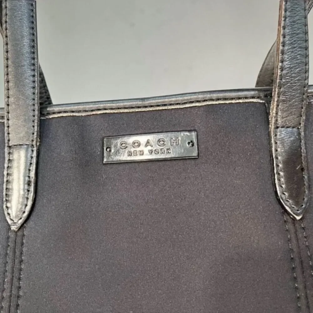 Vintage Coach Neo Lunch Tote Black Neoprene Leather Trim Bag 6201 EUC